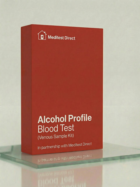 Professional venous blood collection tubes (Gold SST and Purple EDTA) for a Comprehensive Alcohol Profile, analyzing multi-stage biomarkers for alcohol consumption.