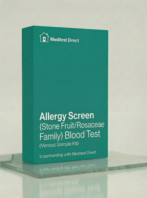 Professional laboratory blood collection materials for an Allergy Profile 13 (13A) test, quantifying specific IgE antibodies for the Rosaceae fruit family.