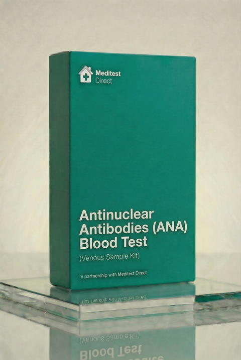 Professional venous blood collection materials for an Antinuclear Antibodies (ANA) laboratory test used to screen for markers of autoimmune connective tissue disorders.