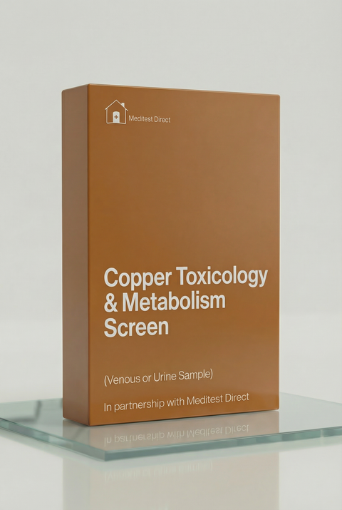 Specialist trace-element collection materials for Chromium (Cr) testing, featuring a venous blood tube for orthopaedic patient monitoring and a home urine kit for industrial safety screening.