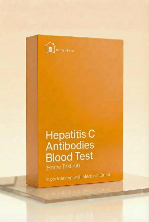 Professional venous blood collection materials for a Hepatitis C (HCV) antibody laboratory test, used to screen for viral exposure and liver health markers.