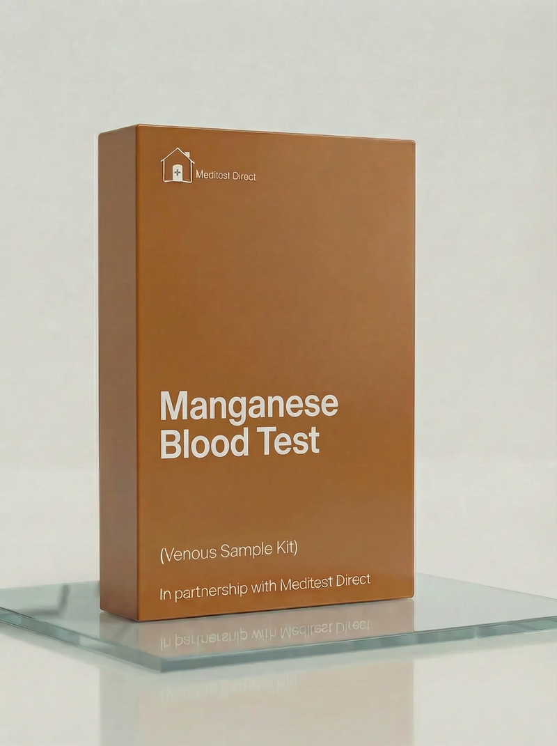 Clinical venous blood collection materials for a Manganese (Serum) test, utilized to monitor body burden in welders and industrial workers at risk of neurological toxicity.
