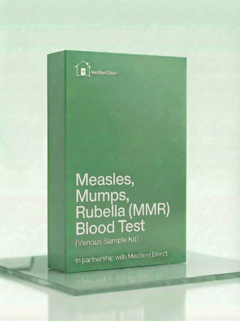 Professional blood collection materials for an MMR immunity laboratory screening to detect IgG antibodies for Measles, Mumps, and Rubella.