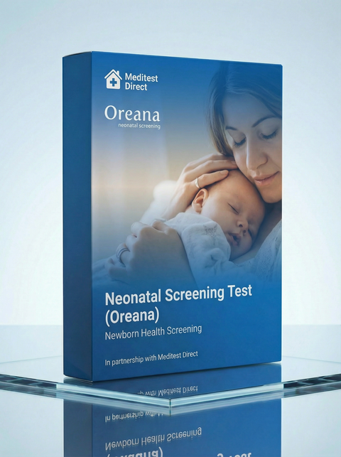 Oreana neonatal screening kit including a non-invasive buccal cheek swab for early genetic testing of treatable conditions in newborns and infants.