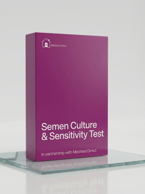 Clinical microbiology laboratory setting showing an agar plate culture used for identifying pathogenic bacteria in a semen sample to diagnose reproductive tract infections.