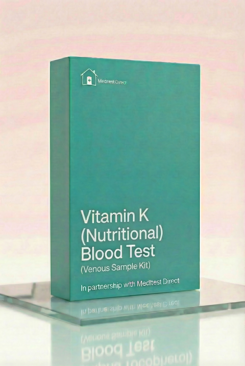 Specialist laboratory blood collection materials for a Vitamin K test, protected from light to preserve sample integrity for K1 and K2 analysis.